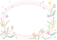 Cute tulip (handwritten)) (Flower field pink and white) Flower frame