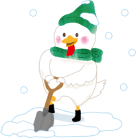 Rooster-Snow shoveling with a cute shovel 2017 Zodiac
