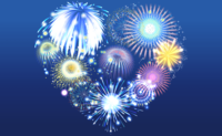 Heart-shaped fireworks (summer festival) background