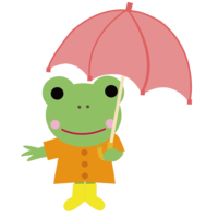 傘をさすかわいいカエル