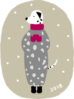 Dalmatian in a coat and snow 2018 Fashionable 2018 Year of the dog