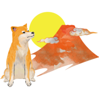 (Red Fuji and Shiba Inu) Year of the Dog 2018 Zodiac