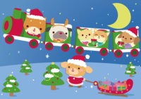 Animal nursery for dogs riding a Christmas train-Background