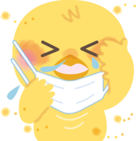 Chick pollinosis-Illustration (mask-sneezing-snot-itching eyes)