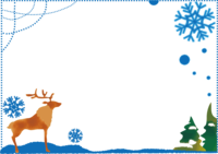 看雪空的驯鹿圣诞节插图时尚框架