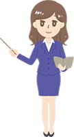 Female instructor points with a pointer-Business