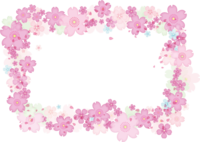 パステル色の重なる桜花びら枠イラスト透過(背景なし)フレーム