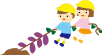 幼儿园儿童拼命挖芋头的秋天