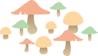 Lots of cute pastel mushrooms