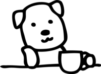 カフェのかわいい白黒の犬