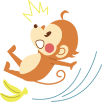 Cute monkey-New Year's card-Sliding on banana peel
