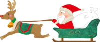Christmas cute Santa riding on a sleigh