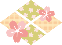 四个菱形和樱花时尚日式