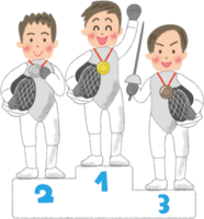 オリンピック表彰台-フェンシング(男子)選手