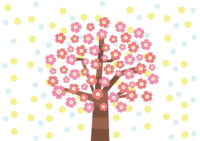 満開な桜の木-イラスト／春