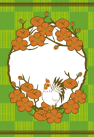 2017年贺年卡(梅和酉鸡)日式装饰框架的主干支
