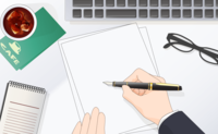 Businessman creating documents-Background