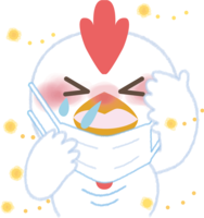 Chicken hay fever-Illustration (mask-sneezing-snot-itching eyes)