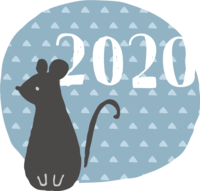 Triangular pattern in an ellipse, a mouse (mouse) and 2020 characters-child year