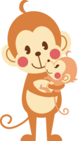 Cute monkey-New Year's card-Parent monkey & child monkey