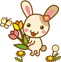 Rabbit and flower-Spring