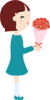 Girl with a carnation with a smile on Mother's Day