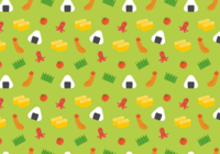 Cute bento pattern background (green-green) Illustration / food