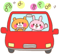Cute rabbit & bear driving out by car-gif animation