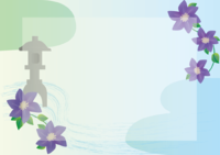 克雷马蒂斯(和风)(石灯笼绿色和蓝色)花框架