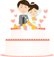 Love love bride and groom on the wedding cake