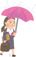 雨の日に外回りする女性営業マン／梅雨