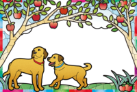 りんごの木と犬背景