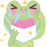 Frog pollinosis-Illustration (mask-sneezing-snot-itching eyes)