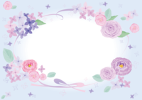 Purple ribbon and flowers Fashionable watercolor style frame Frame