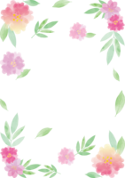 愛を感じそうな淡い花たちおしゃれ水彩画風-縦のフレーム枠
