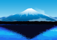 美丽的富士山(反射到水面)背景