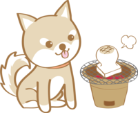 Year of the dog (Shiba Inu waiting for the rice cake to bake) Illustration 2018 Cute dog