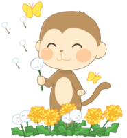 猿の笑顔キャラクター(春)