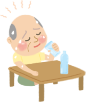 Heat stroke (indoor) elderly (grandfather) hydration / medical / summer
