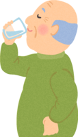 Old man drinking water / Medical / Health