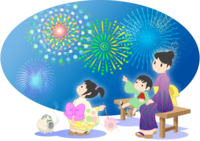 Cute fireworks display background illustration / summer