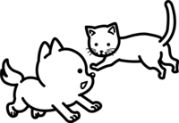 猫と犬-かわいい白黒の犬