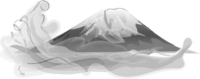 白黒-富士山と荒波