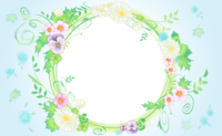 円に沿って囲むお花-フレーム素材-飾り枠背景