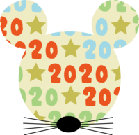 2020と星模様の-ねずみ(ネズミ-鼠)かわいい子年