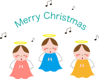 December Cute illustration (Merry Christmas with angel's singing voice)