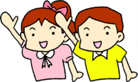 School greeting illustration (boys and girls)