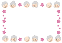 Frame illustration of the face of an elderly couple / Spring