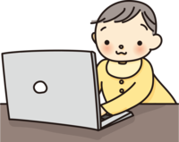 Cute baby typing on a computer