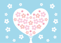 心形时尚的樱花树插图-春天